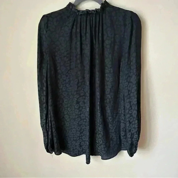 Show Me Your MuMu Navy Blue Black Leopard Print Long Sleeve Blouse Size Small - Picture 6 of 7